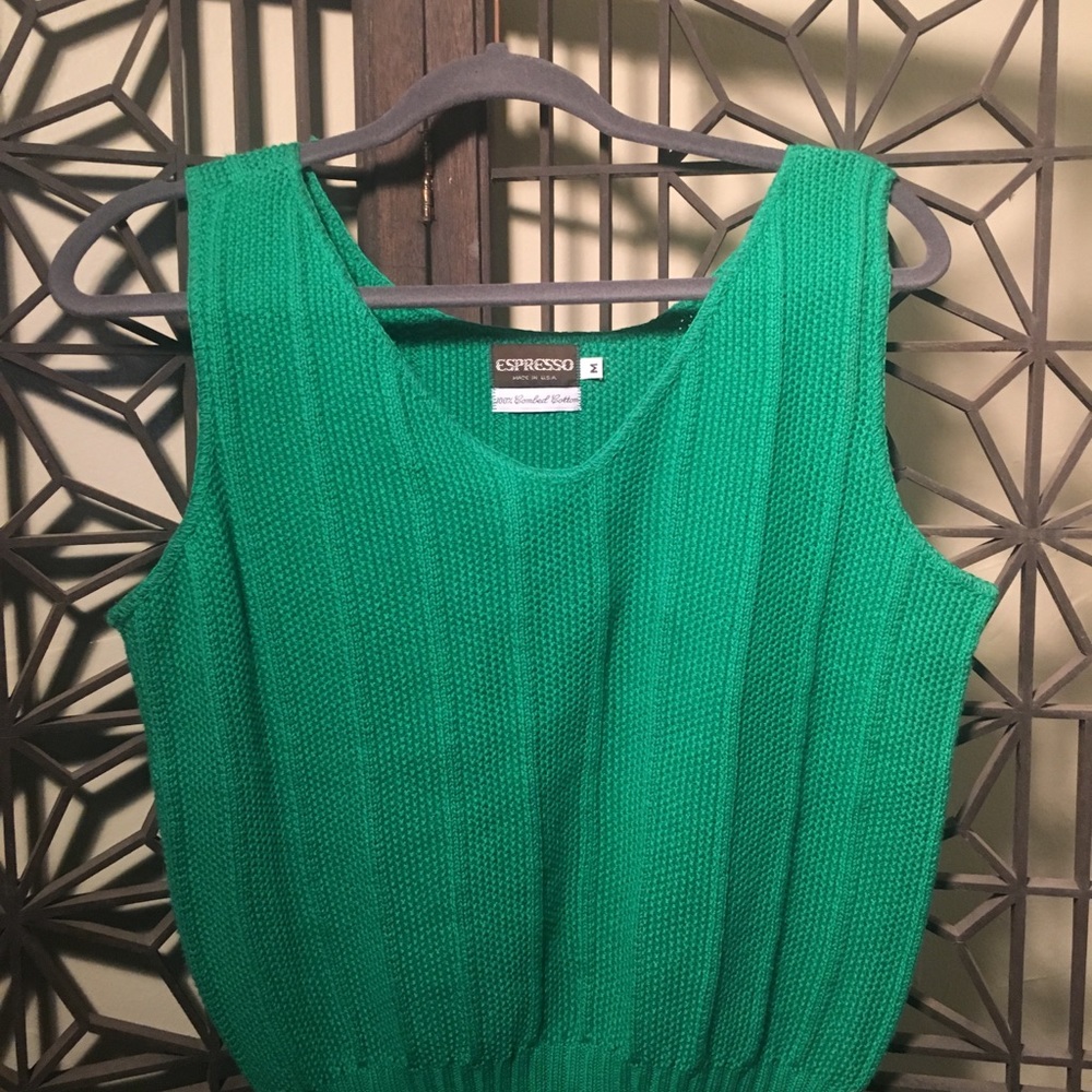 Vintage Combed Cotton Green Vest M Espresso
